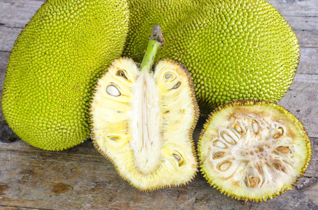 Jackfruit cut open