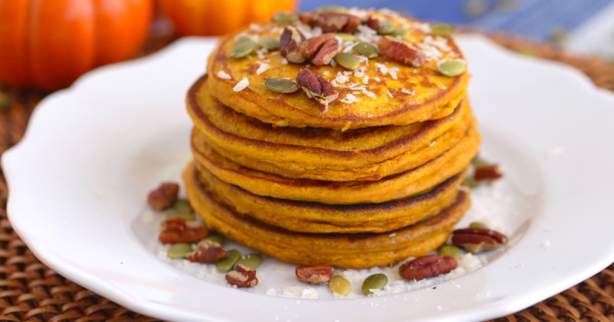 Gluten Free Pumpkin Protein Pancakes with No Protein Powder