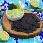 homemade black bean chips recipe, black bean chips, black tortilla chips, black chips, plant based tortilla chips, black bean chip dip, black bean cracker recipe, vegan crackers recipe, gluten free dairy free cracker recipe, easy avocado dip recipe, avocado yogurt dip