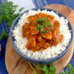 Instant pot butter chicken and rice, how to make butter chicken, healthy butter chicken recipe, easy instant pot recipes, instant pot meals, instant pot chicken and rice, pressure cooker chicken thighs