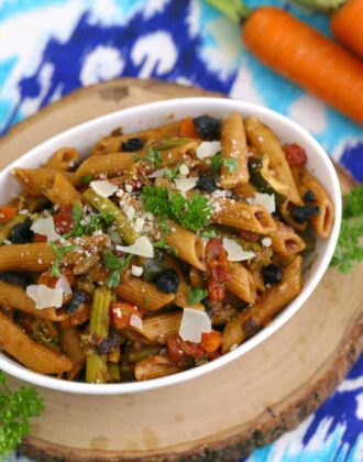 Instant Pot Pasta Primavera, pasta primavera recipe, instant pot pasta recipes, easy pasta primavera, instant pot recipes, pasta in instant pot, vegan instant pot recipes, easy instant pot recipes, instant pot dinners, instant pot vegetarian recipes