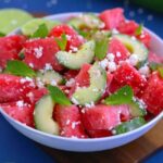 Simple summer meals, watermelon cucumber salad, watermelon cucumber feta mint salad recipe, summer salad recipes, Sara Lynn Cauchon, Meals Made Easy Cookbook, Domestic Geek, quick summer meals, healthy summer recipes, delicious healthy meals, easy meals