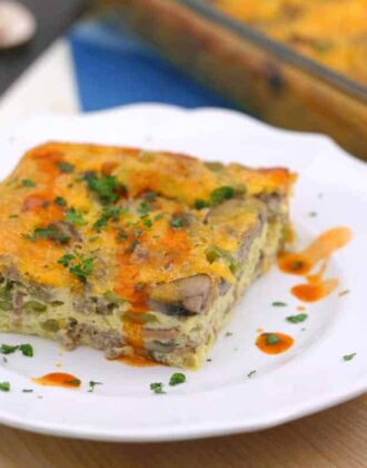Keto Egg Casserole with Sausage and Bacon