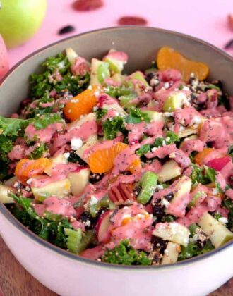 Kale Quinoa Salad with Feta Apples and Pecans
