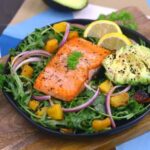 Crispy Pan Seared Salmon Arugula Salad