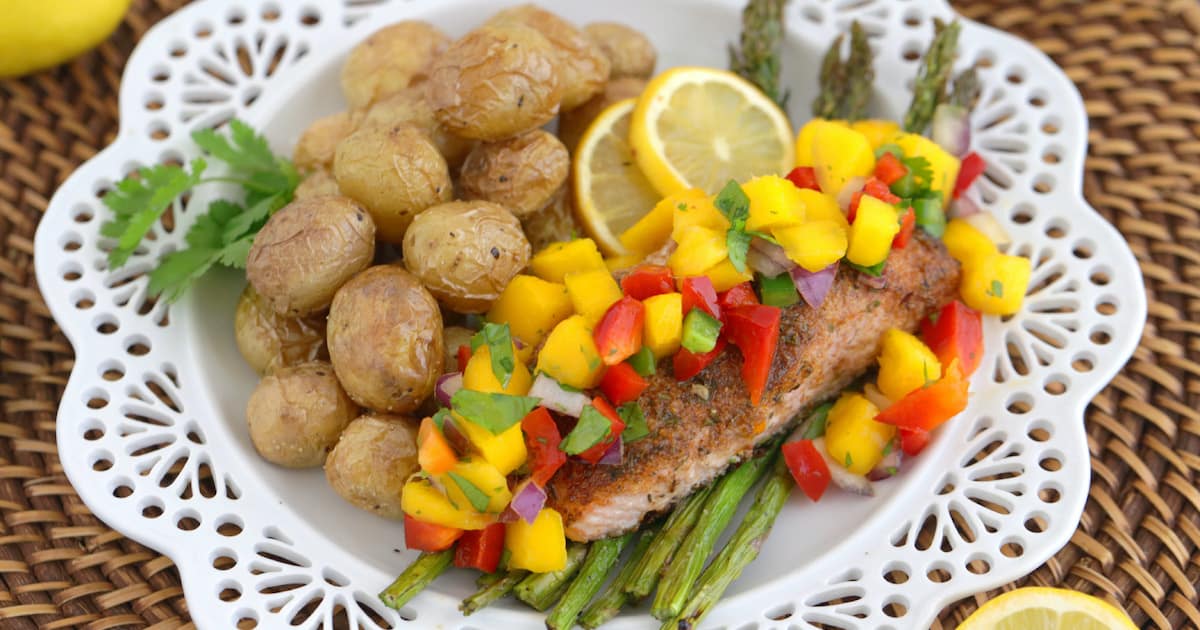 15 Minute Air Fryer Jerk Salmon Filets with Veggies | Mind Over Munch
